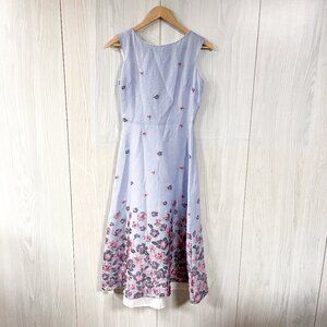 Anthropologie BHLDN Guilie Blue Embroidered Floral Midi Dress